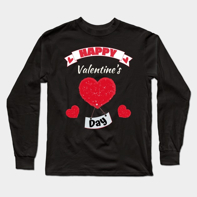 Happy Valentines Day Long Sleeve T-Shirt by HyzoArt